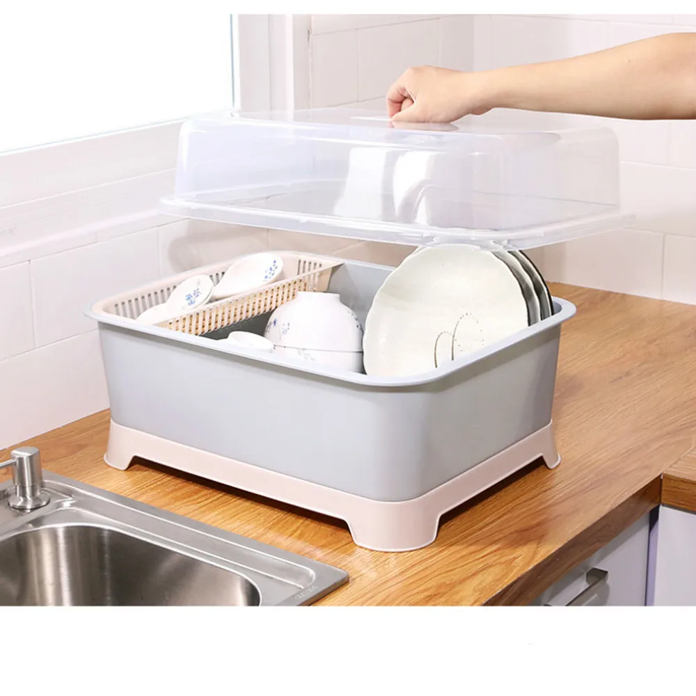 Household cupboards plastic with lid chopsticks storage box drain rack