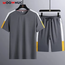 Summer Men's Sets Sportswear Tracksuits Male Casual Fashion T-Shirt + Short Jogger 2021 Sweatshirt Hombre Breathability 5XL MOOW