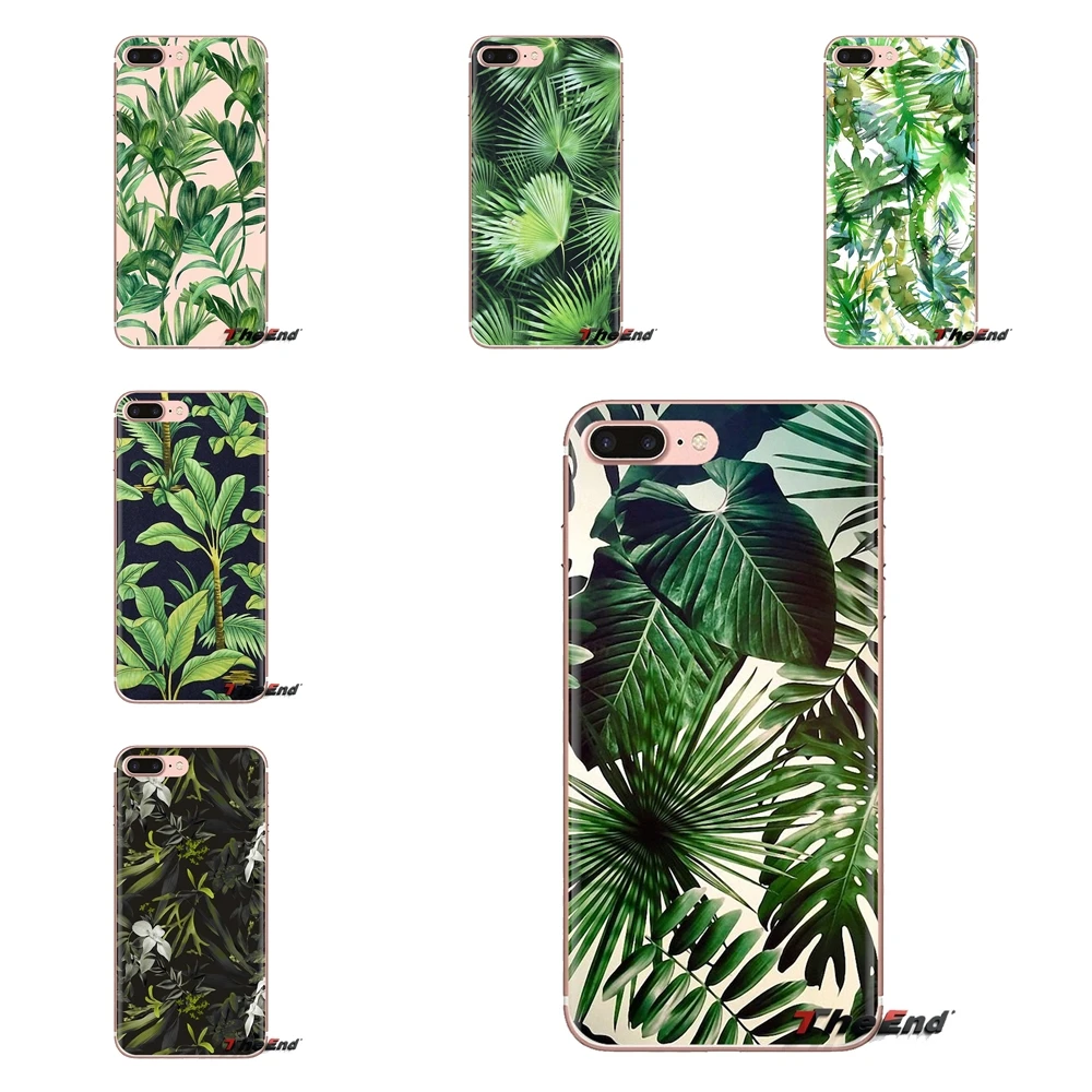 Transparent Soft Cases Covers For Xiaomi Redmi 4A S2 Note 3 3S 4 4X 5 Plus 6 7 6A Pro Pocophone F1 Tropical Green Canvas Pattern |