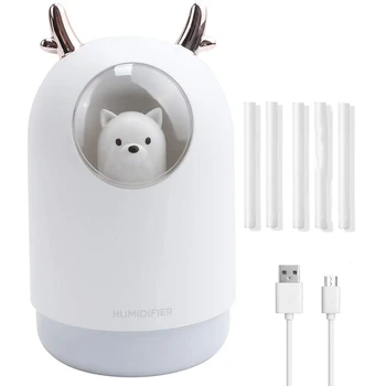 

Cool Mist Humidifier with Two Working Spray Modes, 300Ml Portable USB Mini Humidifier 7 Color LED Night Light White
