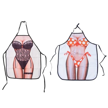 

2 Pcs Sexy Kitchen Cooking Funny Apron: 1 Pcs Polka Dot Bikini Apron for Women Ladies Girlfriend Christmas Gifts & 1Pcs Novelty