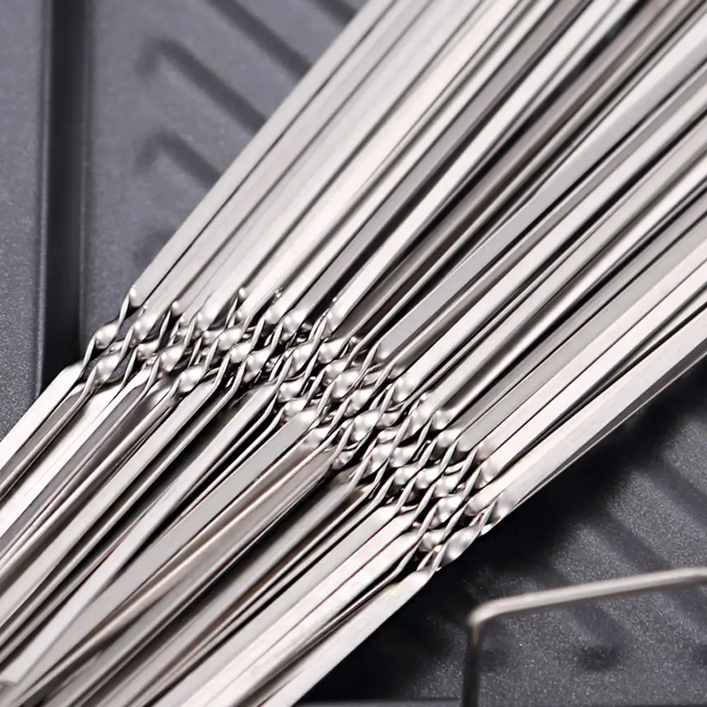 10pcs Reusable Flat Stainless Steel Barbecue Skewers Bbq Needle Stick For Outdoor Camping Picnic & Cooking Tools