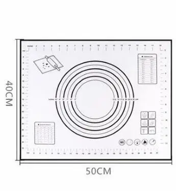 50*40 см силиконовый коврик для выпечки изготовитель коржей для пиццы со шкалой Кондитерские Кухонные гаджеты кулинарные инструменты для выпекания Аксессуары для выпечки - Цвет: Черный