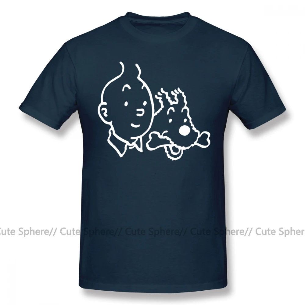 Navy Blue Tintin, футболка, Tintin And Milou, футболка, 100 хлопок, графическая футболка, потрясающая классическая мужская футболка с коротким рукавом - Цвет: Navy Blue