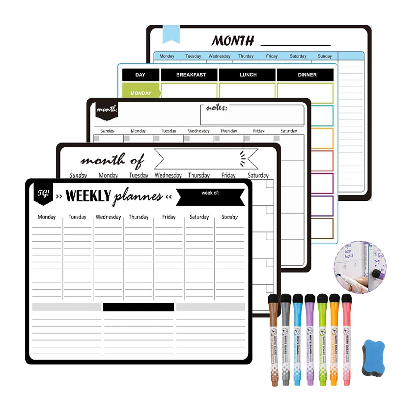 

Magnetic Weekly Monthly Planner Calendar Dry Erase Board for the Fridge Blackboard Whiteboard Kids Memo Message Door Stickers