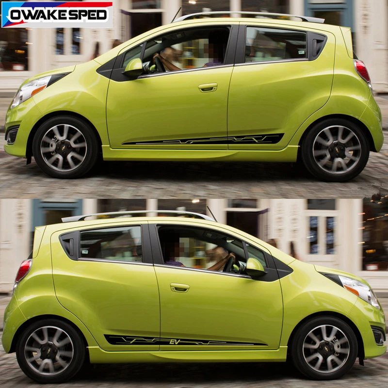 Pegatina de falda lateral para puerta de coche, calcomanías de decorativas para vehículo Chevrolet Spark Racing, accesorios de estilo - AliExpress Automóviles y motocicletas