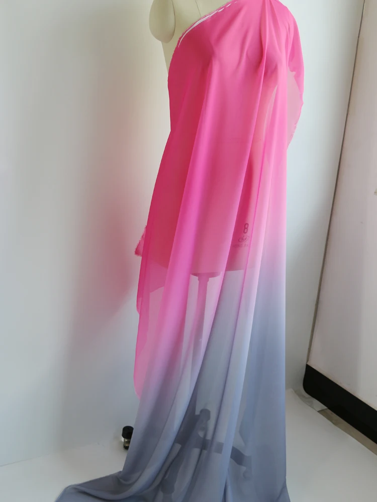 Розовый серый градиент чистой Омбре шифон ткань для платья