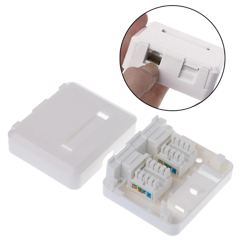 Desktop JB Dual port Panel Ethernet Cable Junction Box with 2 Cat6 Modules 4