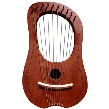 

SEWS-Lyre Harp 10 String Harp Portable Small Harp with Durable String Musical Instrument Stable Sound Quality Harp