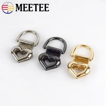 

Meetee 4pcs /10pcs 19mm Metal Bag Side Buckles Heart O D Ring Hanger Pull Clip Hook DIY Handbag Strap Clasp Part Accessories