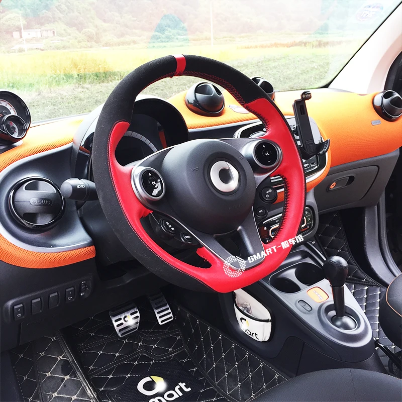 Чехол на руль DIY для smart 453 fortwo forfour очень мягкая коса аксессуары интерьера|Чехлы