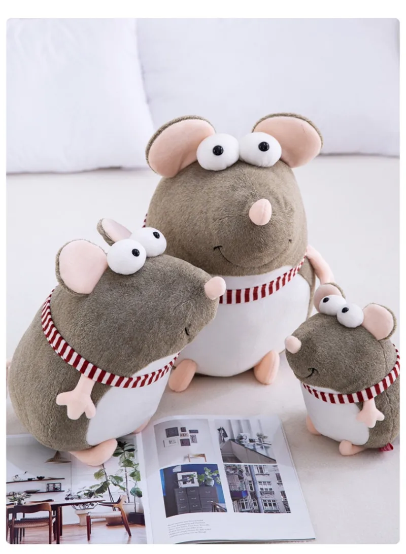 Cartoon Animal Big Eye Mouse Stuffed Doll Rat Plush Bedtime Story Friend Kid Birthday Gift Christmas Present 25