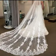 Кружевная вуаль цвета слоновой кости 300 см, свадебная вуаль для собора, 1 слой, Фата для невесты с гребнем, аксессуары для невесты, Черная вуаль для невесты