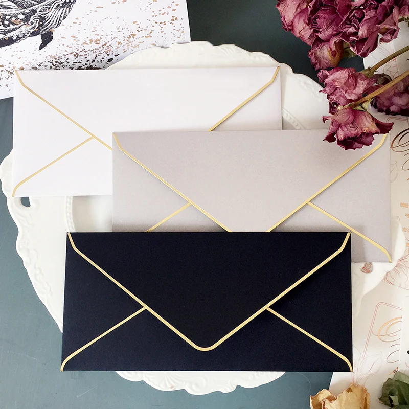 envelope retrô envelope pérola papel com borda dourada envelope convite casamento negócios presente