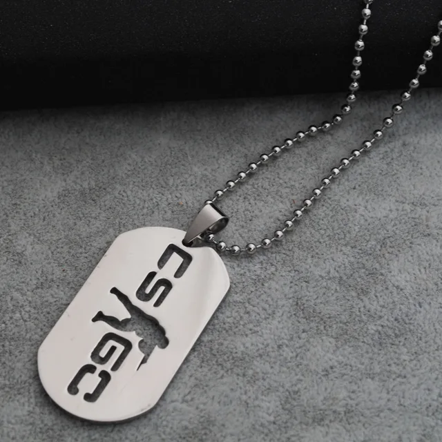 Csgo Pendant Necklace hollow stainless steel dog brand CS go Necklace men's game hip hop party Necklace Jewelry Silver Plated