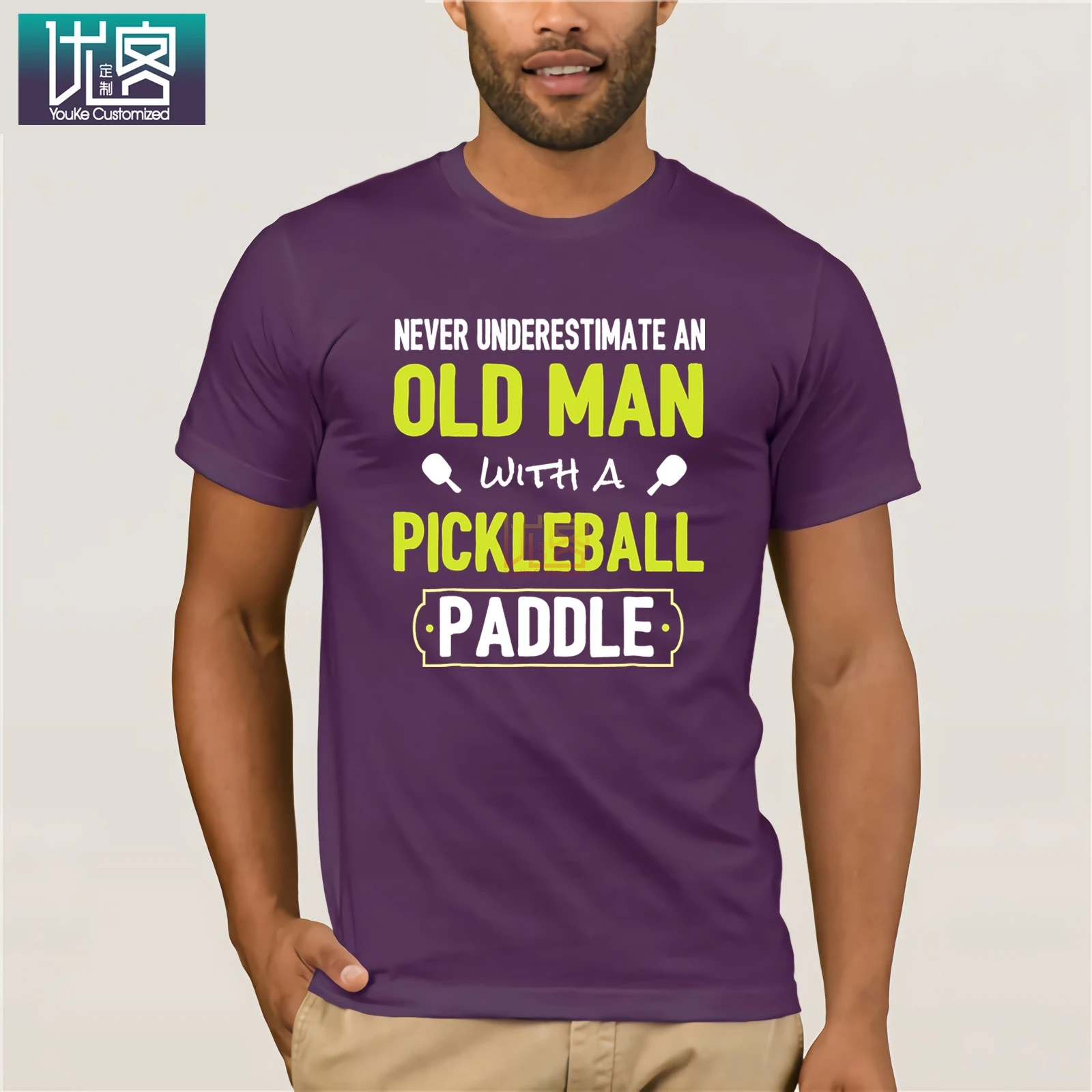 Никогда не недооценивать старика с Pickleball Весло рубашка летние Для Мужчин's короткий рукав Футболка Забавные футболки для девочек хлопковые топы, футболка