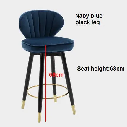 Скандинавский светильник, роскошный барный стул из твердой древесины, вращающийся Американский высокий стул, модный барный стул, современный минималистичный высокий стул с спинкой - Цвет: nabyblue sh68cm