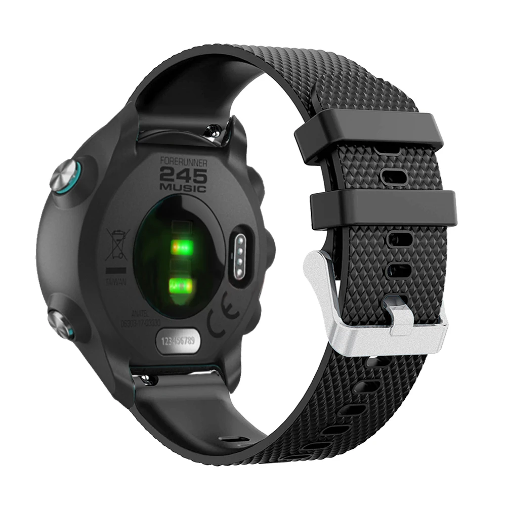 20 мм спортивный силиконовый ремешок для наручных часов Garmin Forerunner 245 245M 645 Vivoactive 3 умный браслет на запястье ремешок на запястье - Цвет: Black
