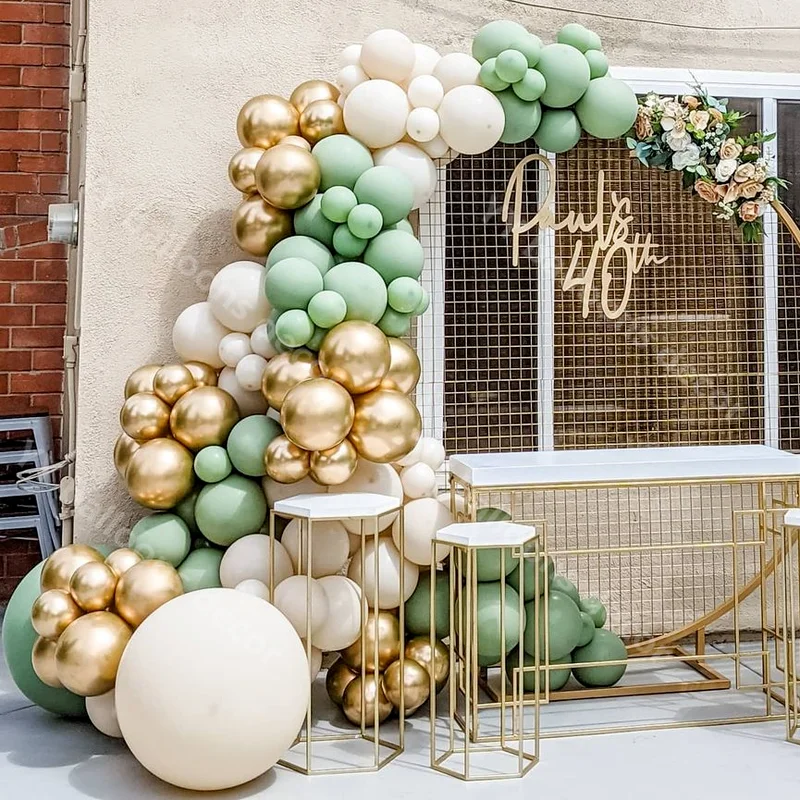 Kit de guirxiété de ballons avec pompons en papier, nappe verte avocat