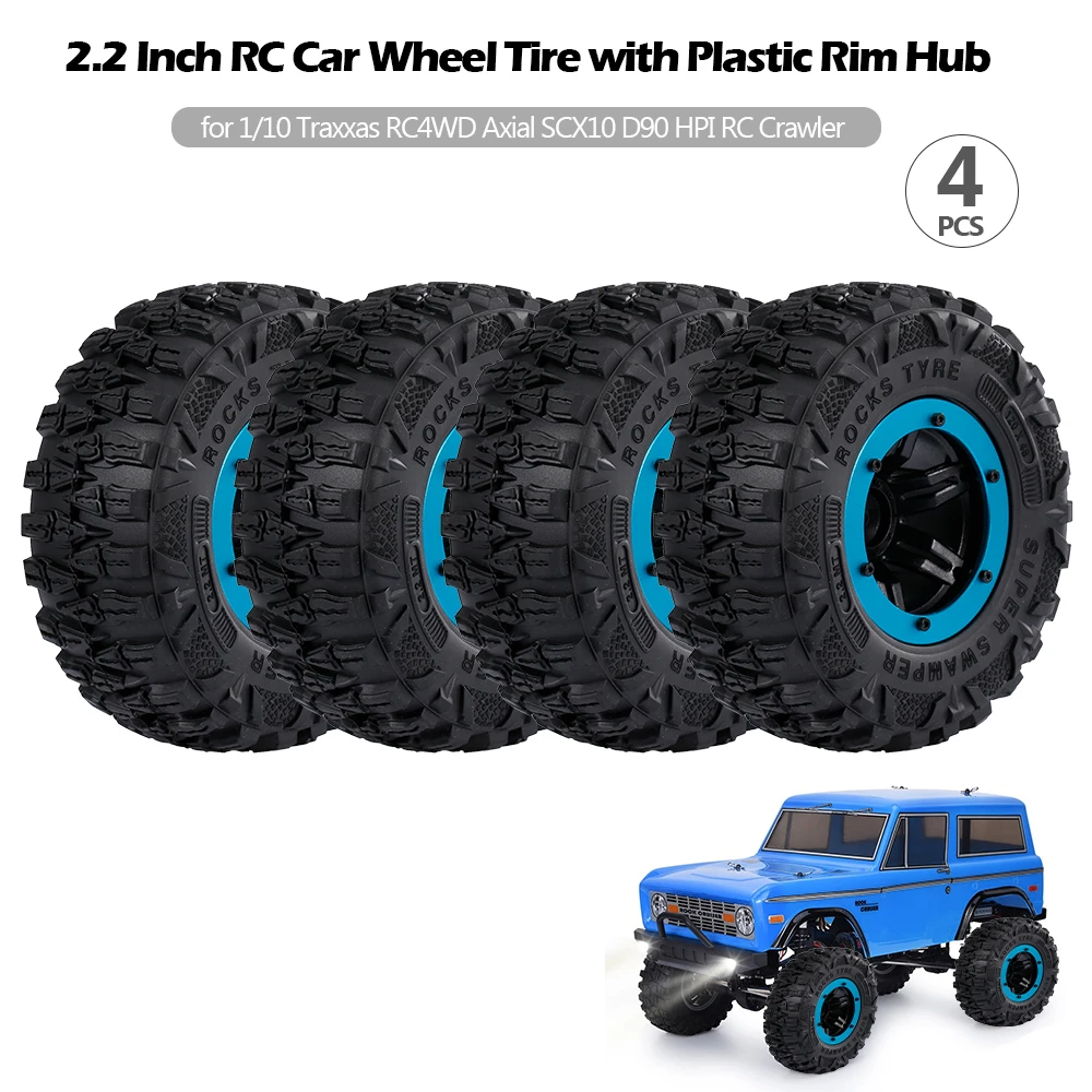 

4pcs RC Car Wheel Tire with Plastic Rim Hub for 1/10 Traxxas HSP Redcat RC4WD Tamiya Axial SCX10 D90 HPI RC Crawler Car Parts