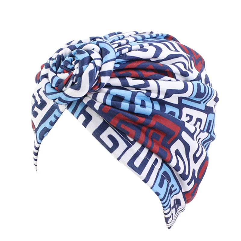 hair clips for fine hair New fashion Women African pattern flower turban Muslim Turban headscarf headwrap Ladies Chemo Cap Soft Comfortable cotton Hat hair clips