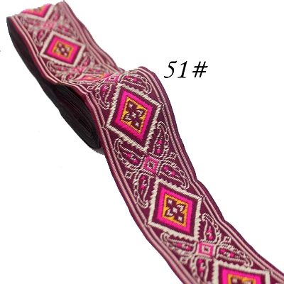 NO.51 5 ярдов/шт ширина 3,3 см кружевная ткань корсажная лента ремень Национальная вышивка тесьма DIY ручной работы украшения дома аксессуары - Цвет: NO.51