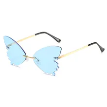 Gafas de sol sin montura de mariposa de moda gafas de sol de mujer gafas de sol UV400 Vintage Metal hombres Oculos Okulary hombre