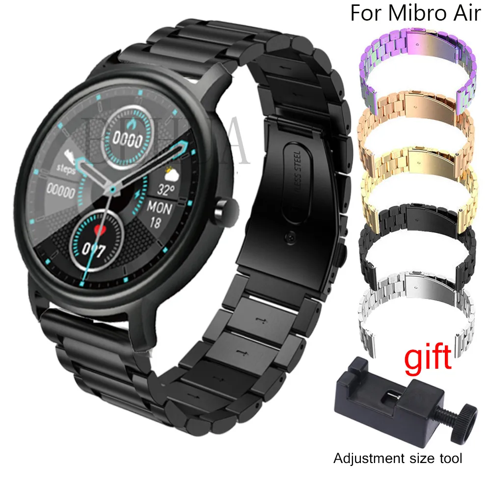 Ремешок из нержавеющей стали для Xiaomi Mibro Air / Haylou LS02 браслет Amazfit BIP U pro Bip pop 20 мм |