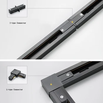 

Aluminum 0.5m 1m Black/White Track Rail I L T Connector Jointer Light Rails for 2 Wire Track Light LED Spotlight Rails