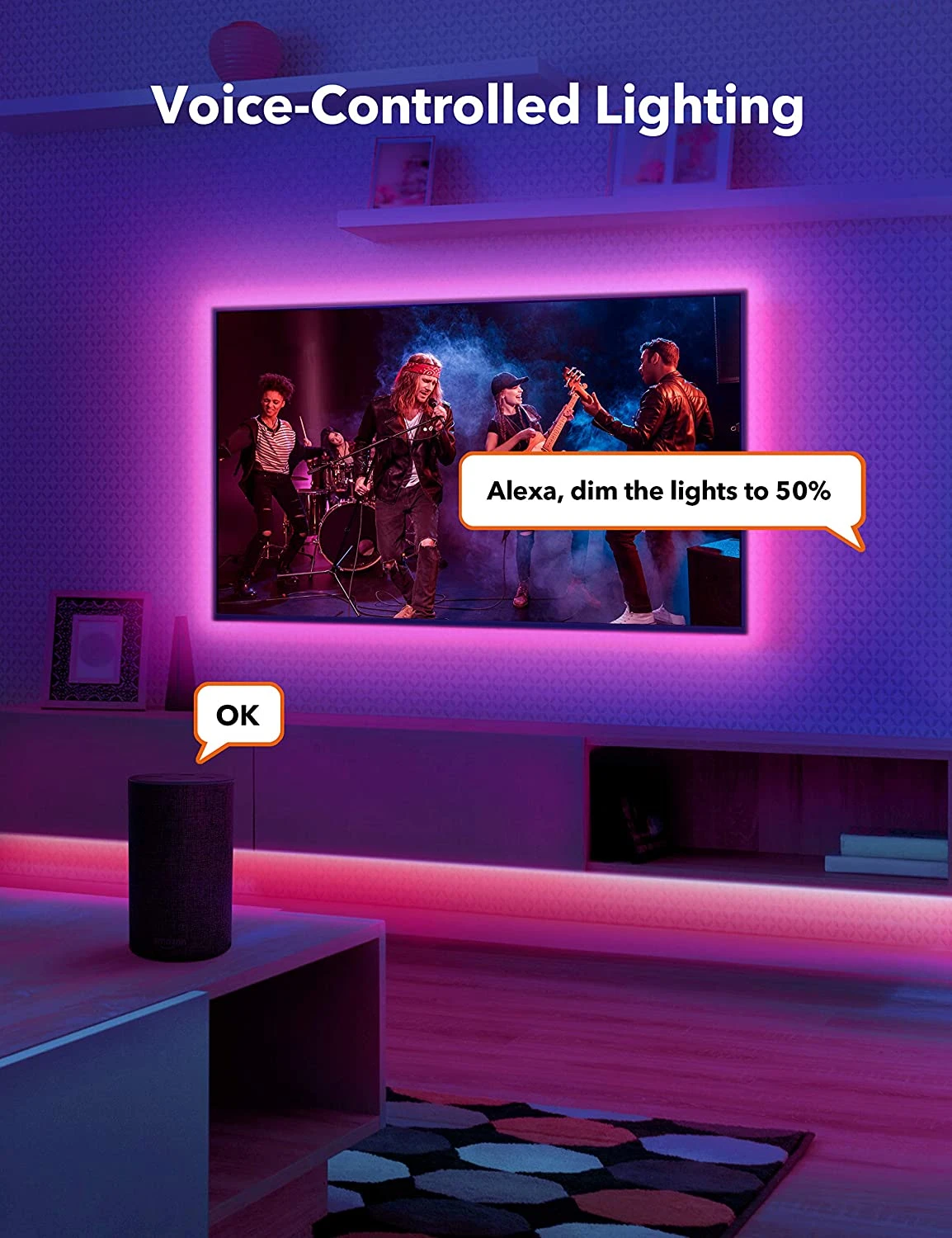 New 5m Alexa Led Light Strips RGB 5050 5V USB TV BackLight Lamp Alexa LED  Strip Lights|LED Strips| - AliExpress