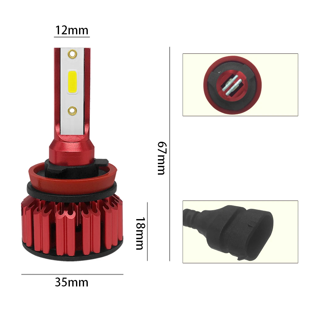 2pcs/lot H8 / H9 / H11 Q6 Car Light 12000LM 6000K 120W DOB LED Car Headlight Kit Hi or Lo Light Bulb