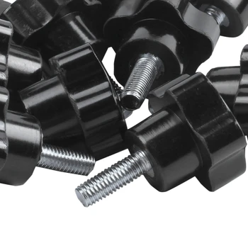 

New 10x Black M5x15mm Male Thread Screw Star Head Cap Clamping Knob Grip
