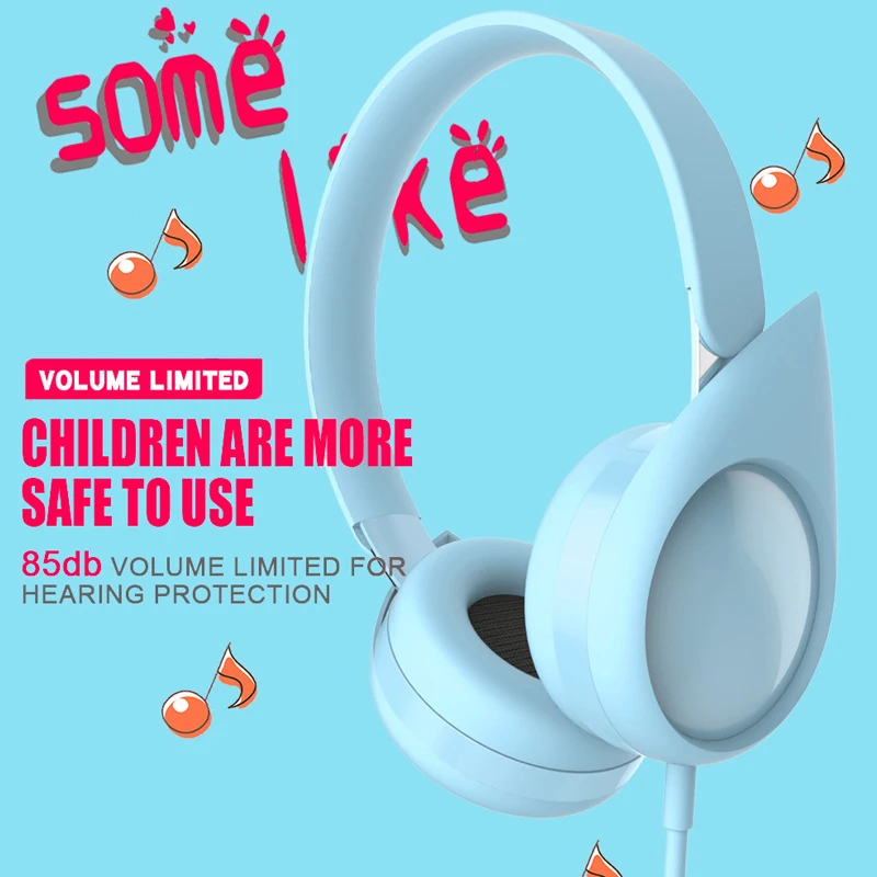 Cute Kids Headphone 85dB Volume Limited Hearing Protection Headset 3 5mm Wired Earphone For Mobile Phone Girls Birthday Gifts