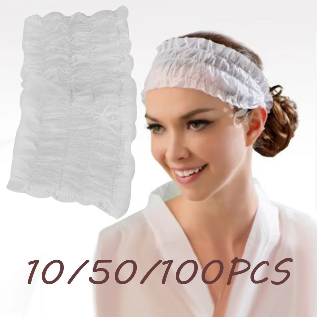 100 одноразовых повязок для волос эластичное не Тканое оголовье салона ванной