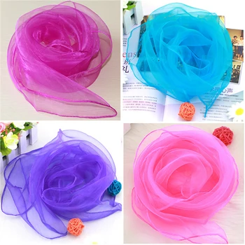 

60*60CM 50pcs/bag factory direct sales performance dance small silk scarf small square candy color solid color gauze wholesale