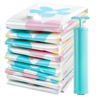 

11Pcs Thickened Vacuum Storage Bag Vacuum Compressed Bag with Hand Pump Reusable Blanket Clothes Bag Closet Organizer