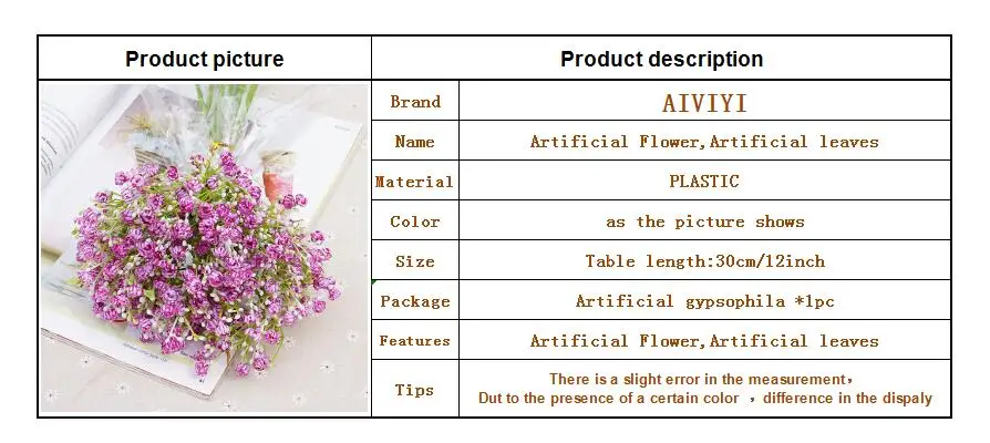 NewColorful gypsophila artificial flowers long stem fake flowers bouquet babys breath silk flowers wedding party home decoration