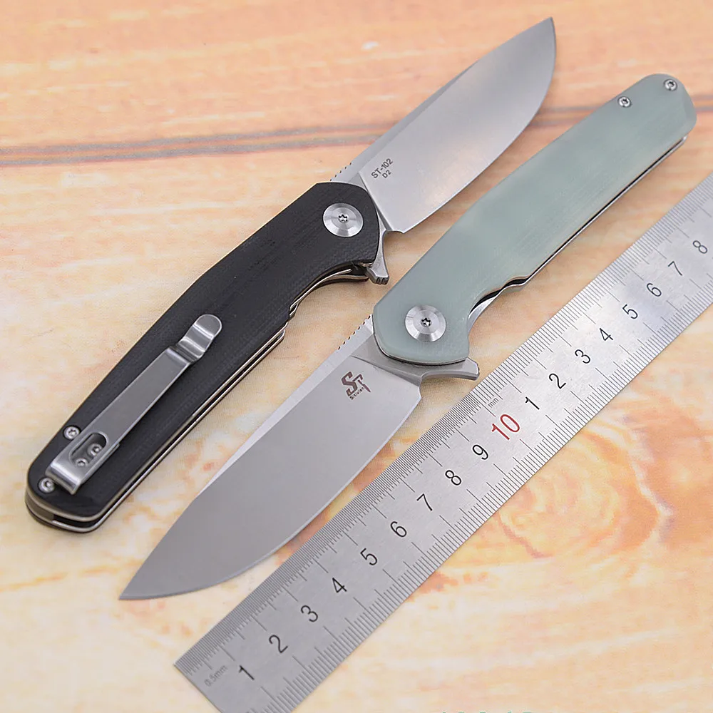 Sitivien ST-102 Real D2 Steel ball bearing flipper Folding G10 Camping Hunting Kitchen Survival Outdoor EDC Tool Utility Knife