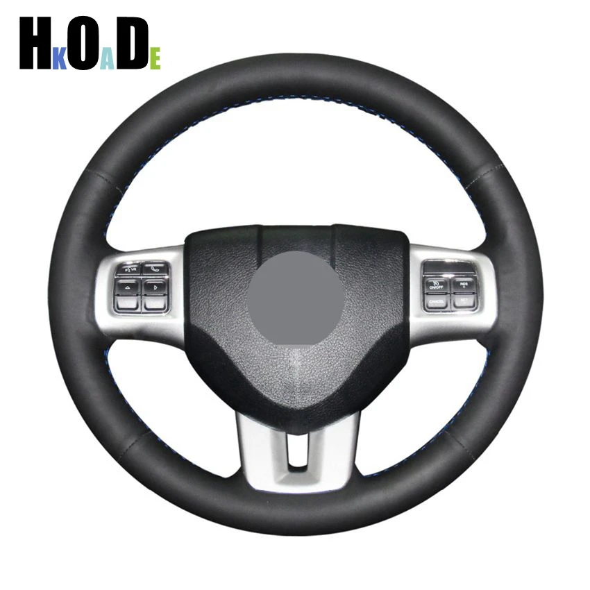 DIY Black Artificial Leather Hand stitched Car Steering Wheel Cover for
