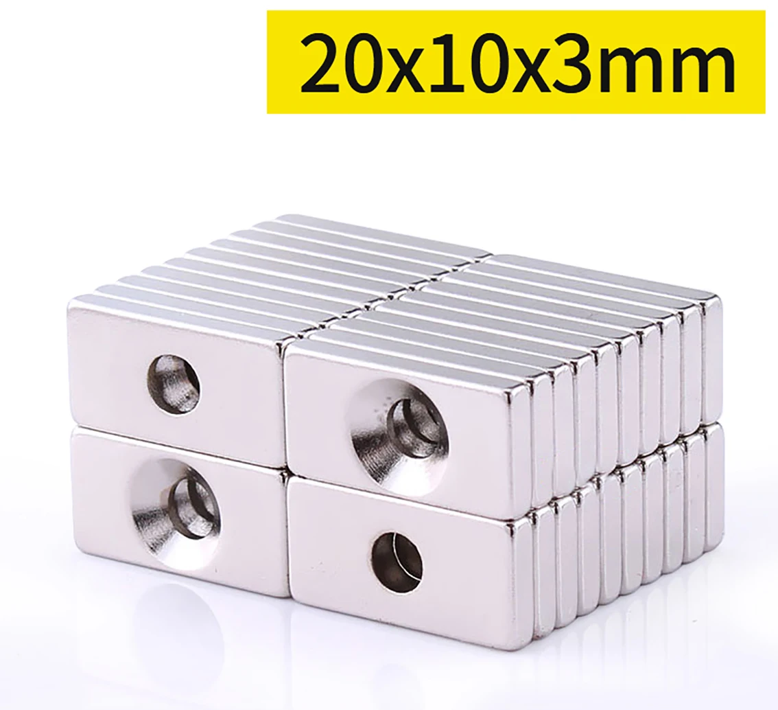 Rectangle With Hole Neodymium 20x10x3mm To 50x30x10mm Strong