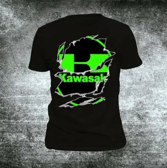 Для Kawasaki печатные топы с круглым вырезом Футболка мужская футболка DH MX ATV Mococross Ninja Z250 Z750 z900 z1000 KA K - Цвет: Черный