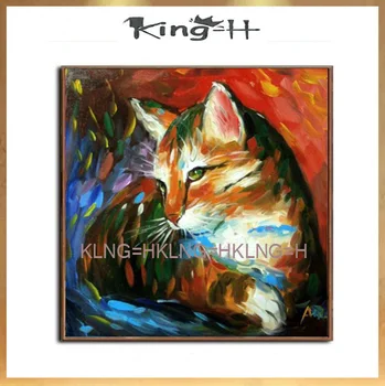 

Knife to draw a cat samples are the latest rage animal modern hand-painted oil painting abstract cat decorate children room