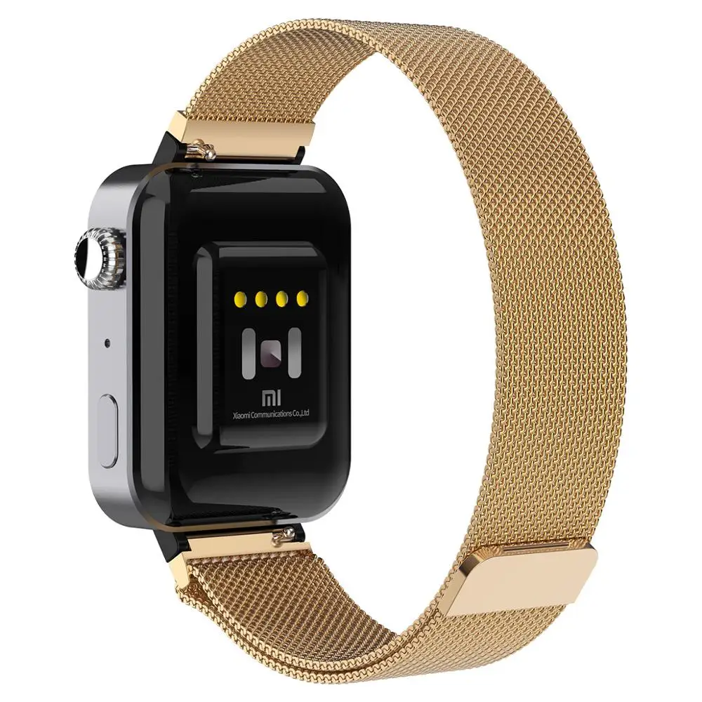 rose gold Магнитный ремешок из нержавеющей стали mi lanese с петлей для xiaomi mi Watch, умные часы, наручные Широкие ремешки для xiaomi mi watch mi ui - Цвет: rose gold