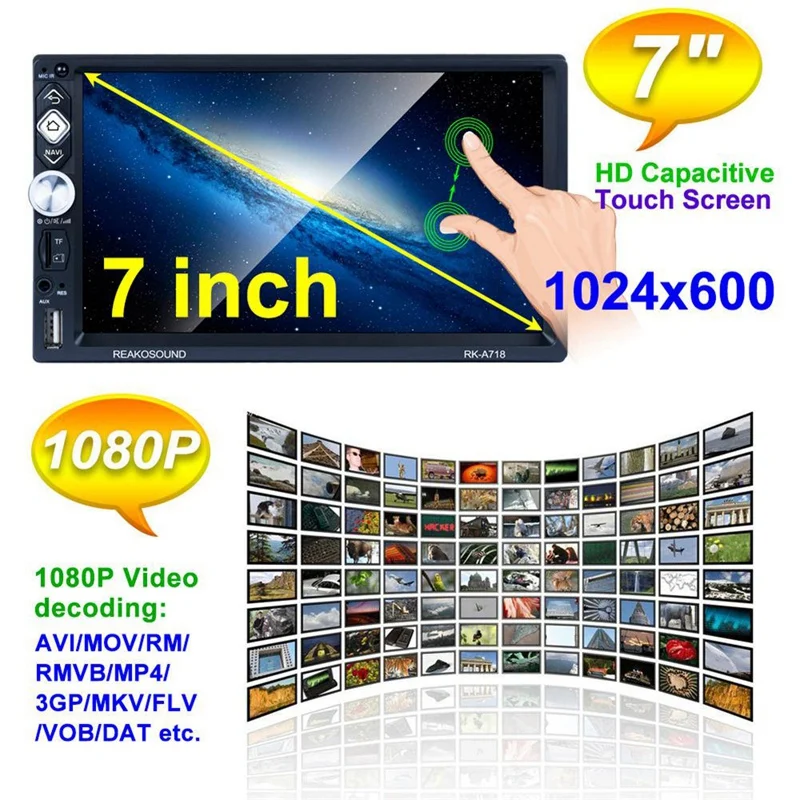 2 Din автомагнитола 7 дюймов Android 8,1 Универсальный dvd-плеер gps навигация Bluetooth Сенсорный экран wifi Bluetooth MP5 плеер с задней