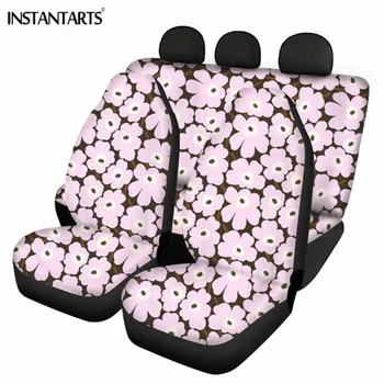 

INSTANTARTS Nordic flower Poppy Pattern Front/Back Car Seat Cushion Styling Auto Seat Covers Soft Car Full Seat Cover Protector