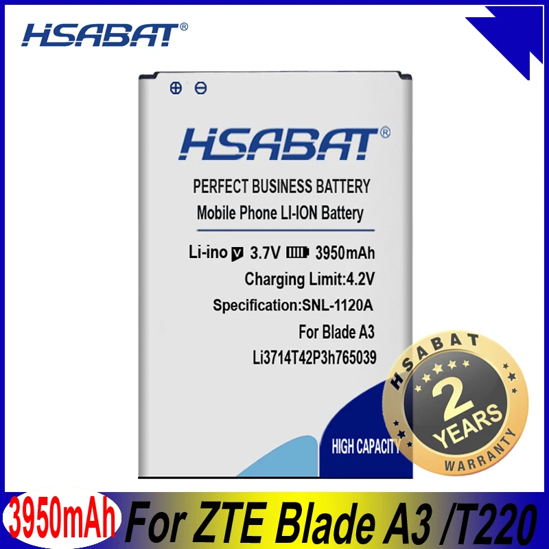 Аккумулятор HSABAT 3950 мАч Li3714T42P3h765039 для ZTE Blade A3 аккумулятор T220 AF3 T221 A5 AF5 | Мобильные