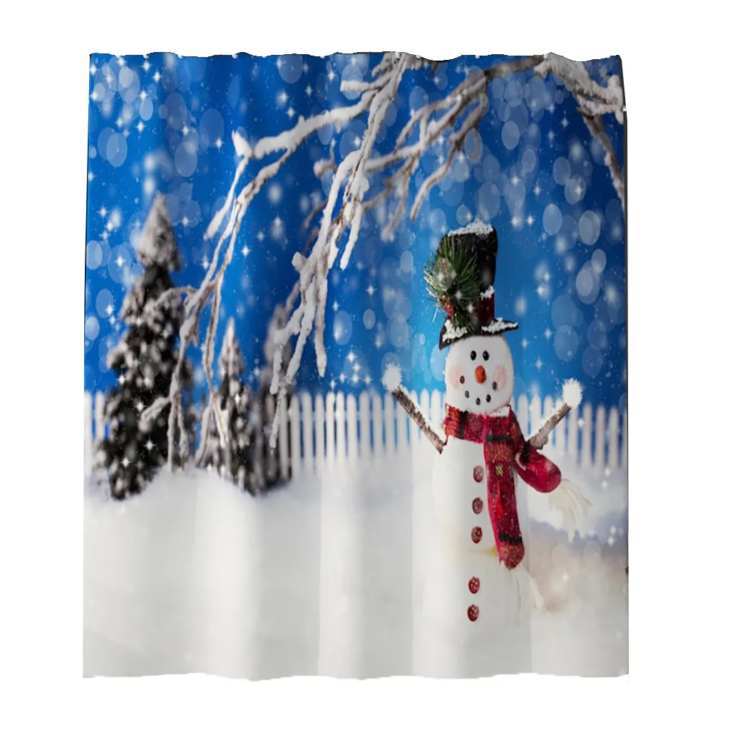 4 шт., рождественский стиль, нескользящий коврик для унитаза, набор для ванной комнаты, занавеска для душа, декор в виде лося, снеговика, шар, моющийся, нескользящий, F93