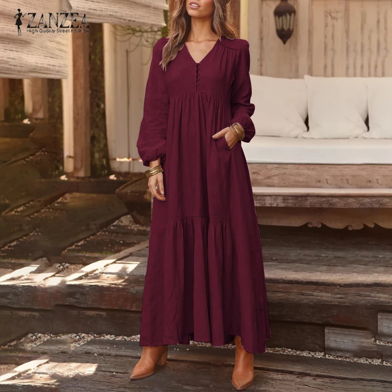 maxi dress with pockets and sleeves