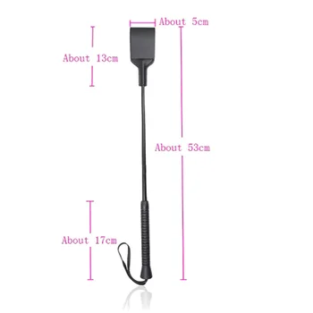 53CM Rivet Black Leather Fetish Whip Spanking Paddle Bondage Riding Crop Whip BDSM Adult Game For Couple Flirting Sex Toy 5