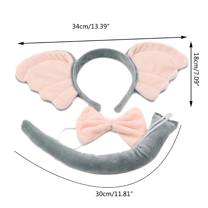 3 Pieces Pink Elephant Ear Headband Great for Halloween Christmas Birthday